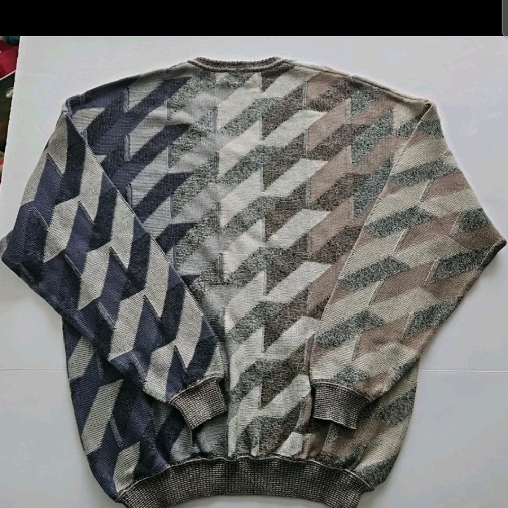Vintage St Croix Men's Knit Sweater Coogi Style Biggie Cosby L Made USA - Picture 10 of 16